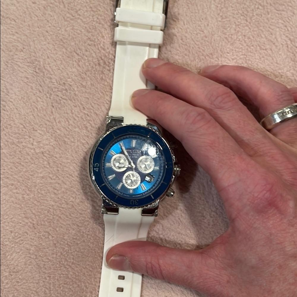 MULCO, Rare, Stylish Blue and White Chronograph Watch